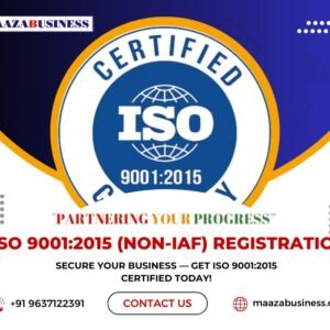 ISO Certification 9001:2015 (NON-IAF)( Government Charges  extra if applicable)