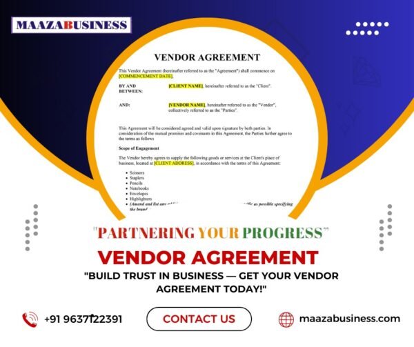 Legal Vendor Agreement(Government Charges extra if applicable)