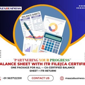 Balance Sheet With ITR File(CA CERTIFIED) ( Government Charges extra if applicable)